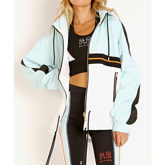 PE Nation Man Up Windbreaker Jacket Blue XS Activewear Athleisure Street Style - Picture 1 of 12